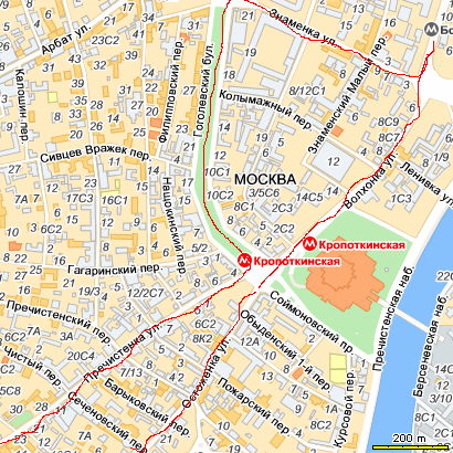 Карта москвы улица волхонка