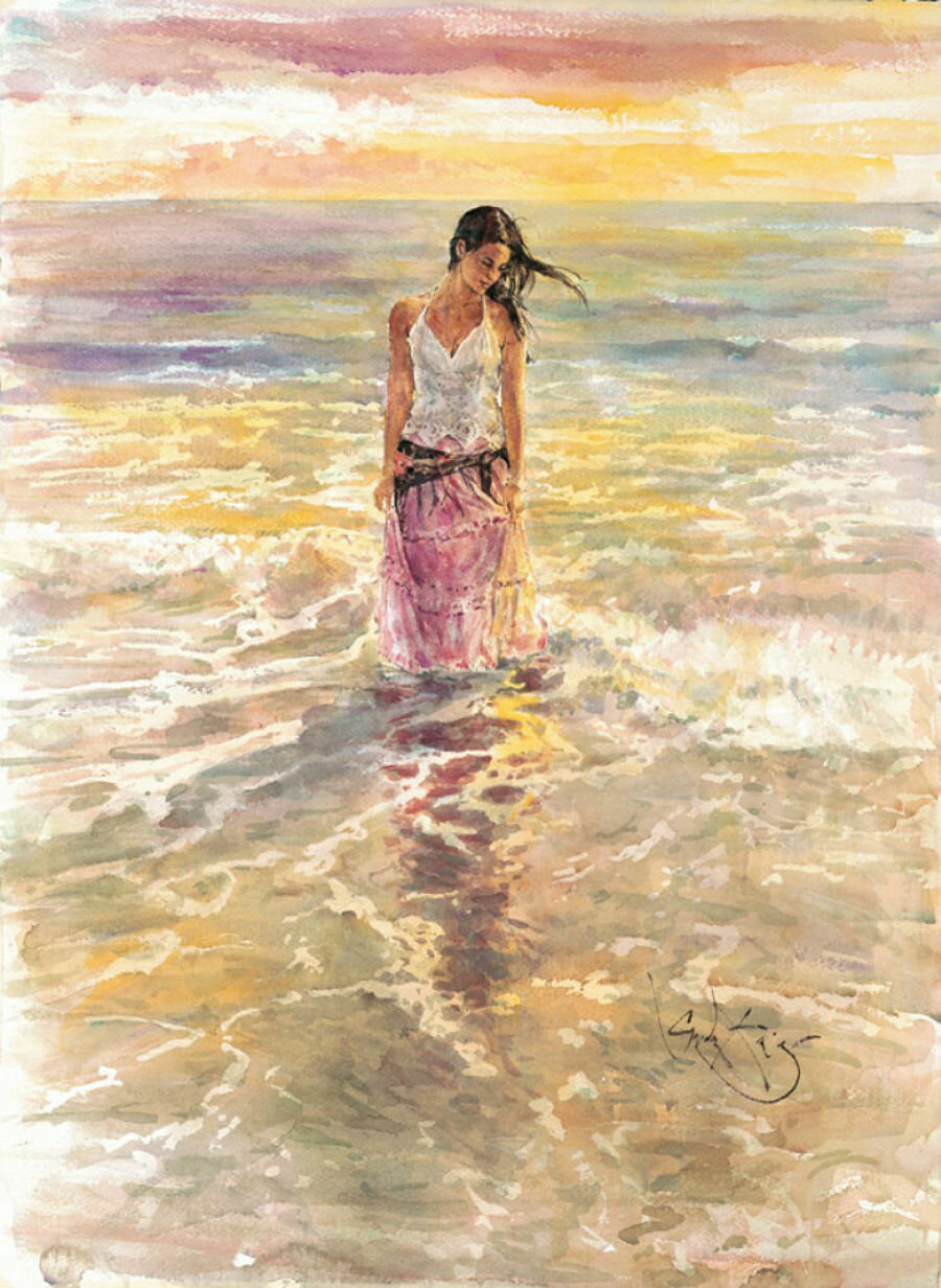 Картины женщина и море